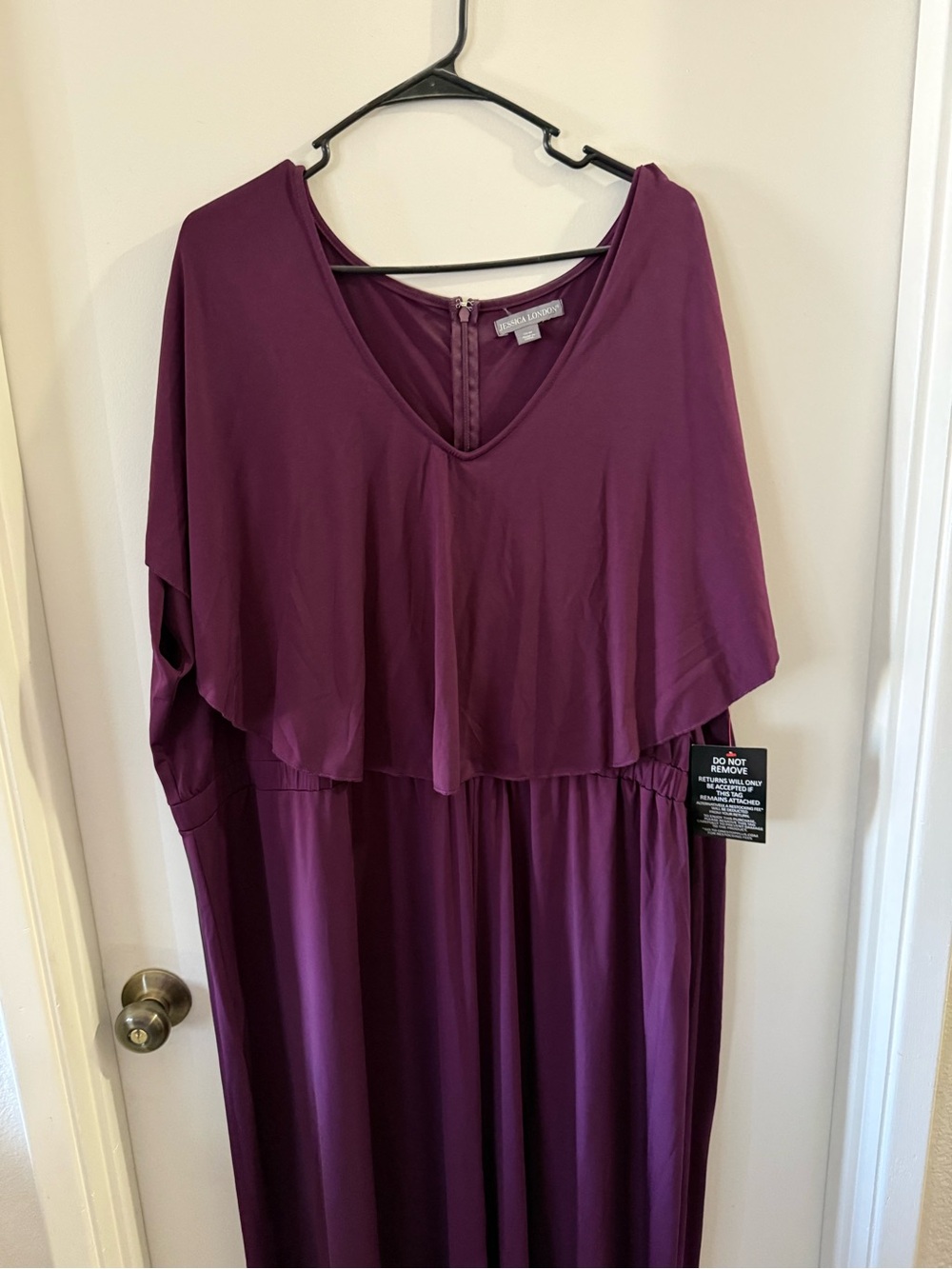 Jessica London plus size Plum Maxi Dress Long Elegant Drape Shoulder 30W NWT